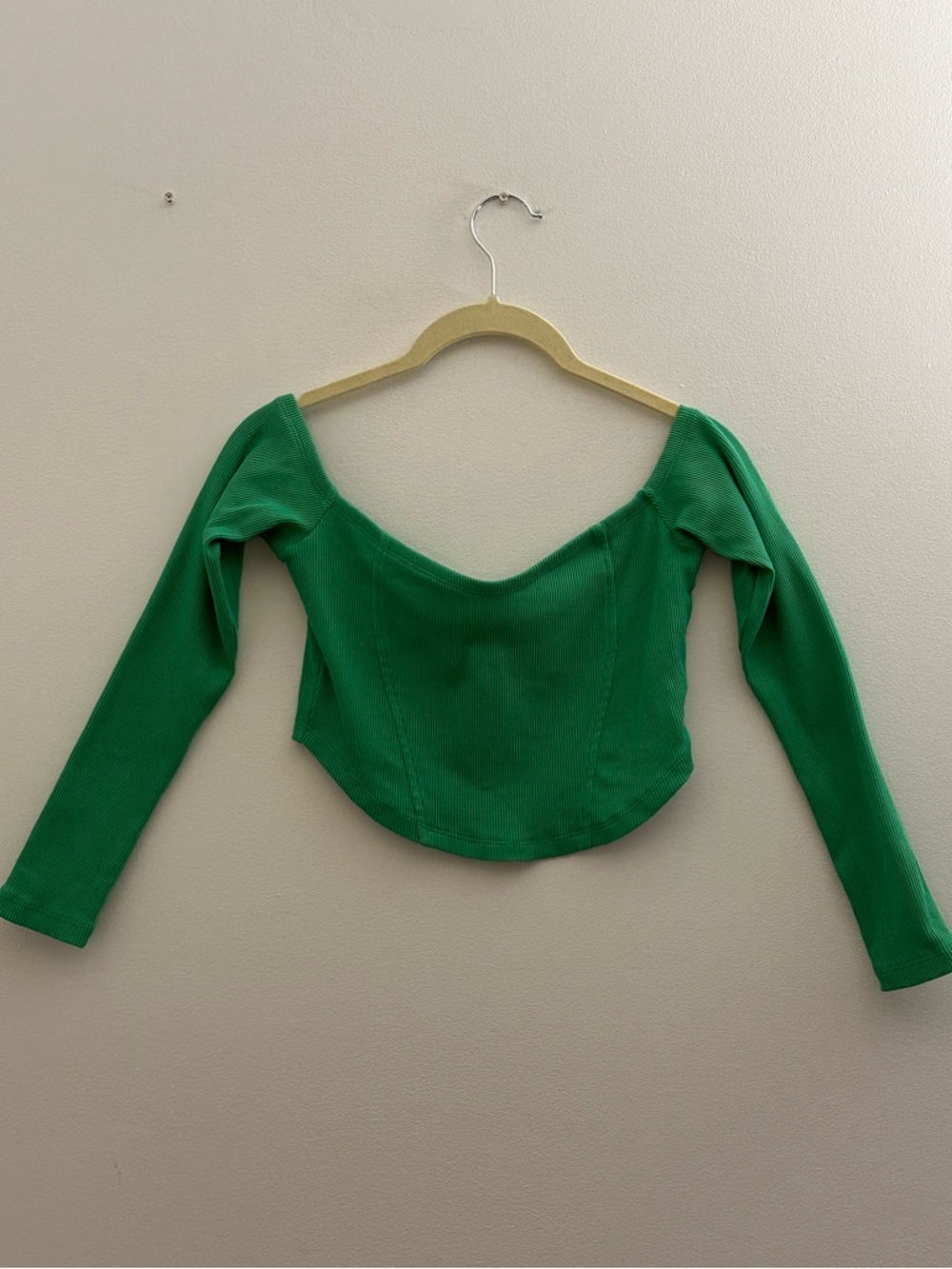 Miss Selfridge Green Bardot Corset Crop Top, Size US 4 - Picture 2 of 5